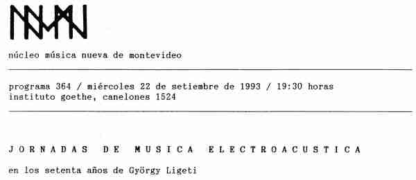 Concierto del Nucleo Música Nueva  n°364 "Stenta años de Giörgy Ligeti"